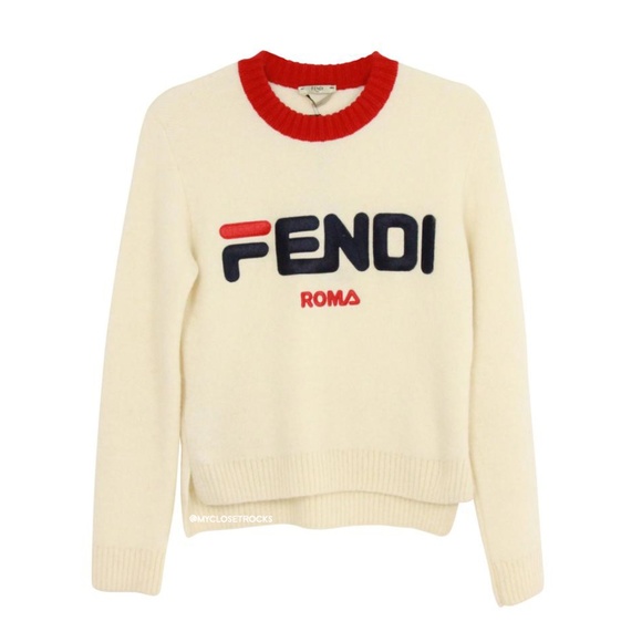 Fendi Sweaters - SOLD Fendi Mania Ivory Crewneck Sweater